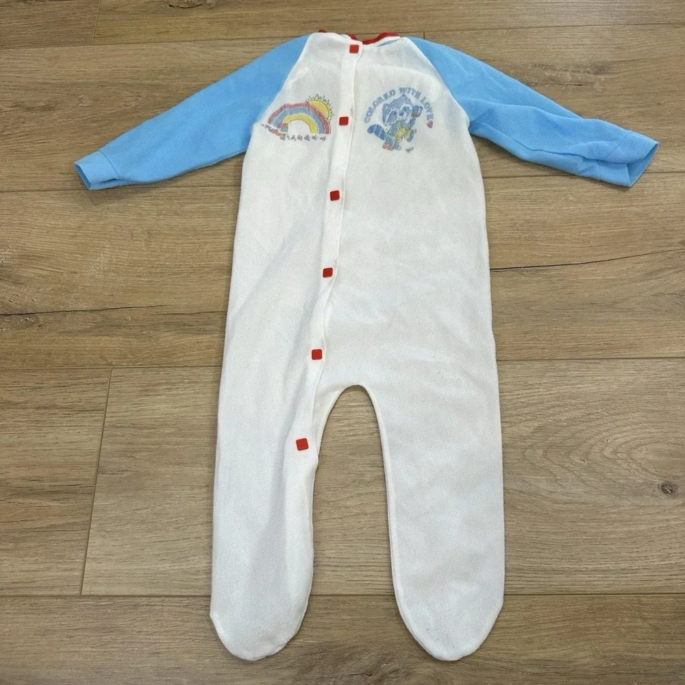 VTG (3) 90's Baby Infant Boy Sleepers Pajamas‎ 6-9 mos Blue Montgomery Ward